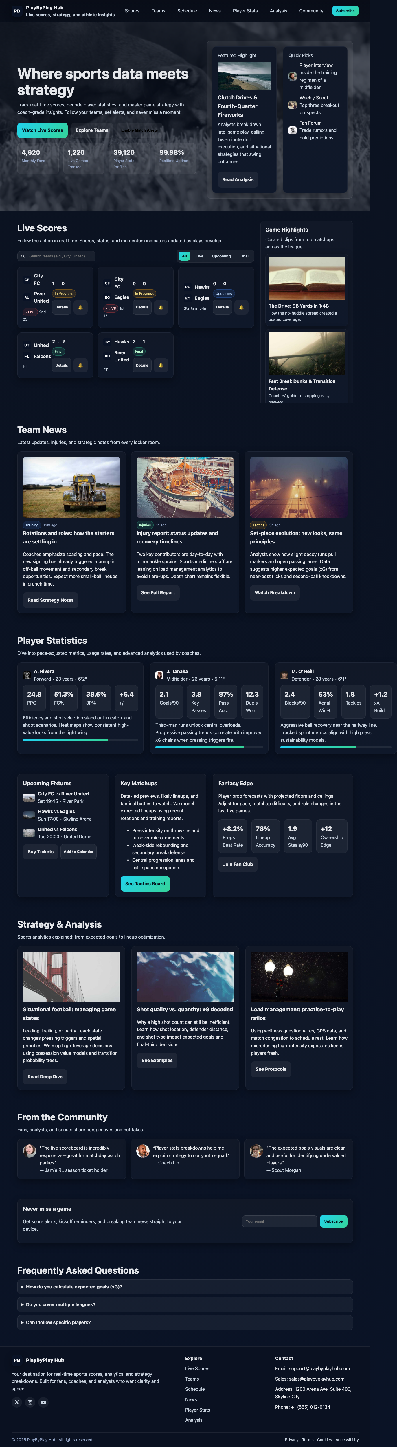 Sports page with AIMAC score 2 (1 serious violations)