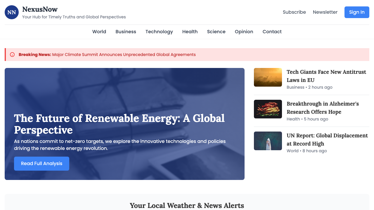 View News Weather Information page