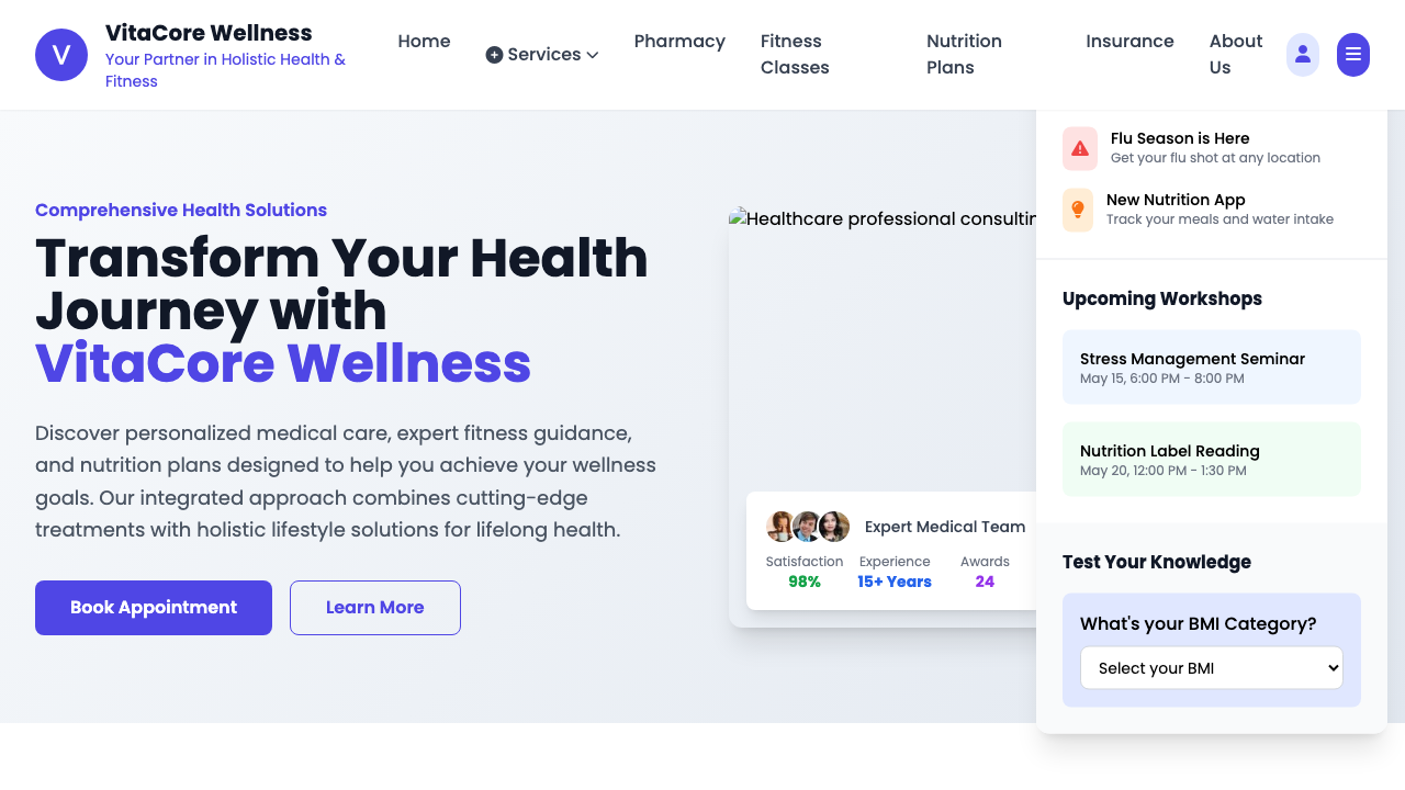 View Health and Fitness page