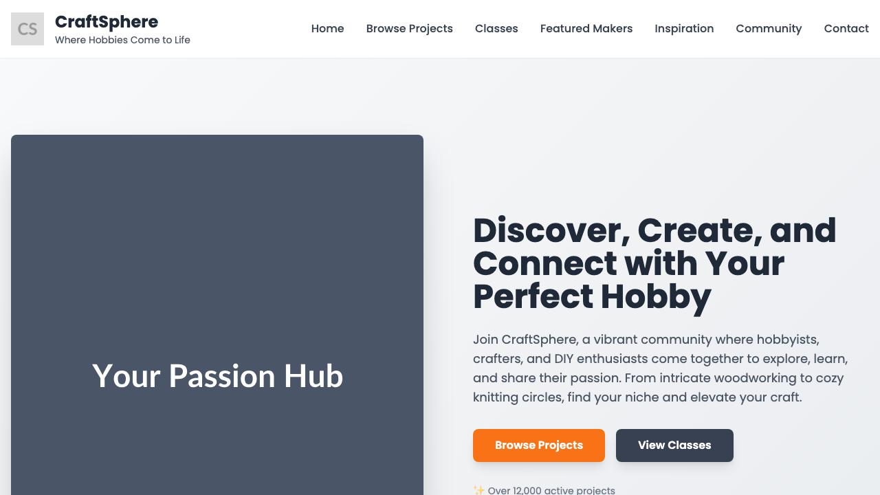 View Hobbies and Interests page