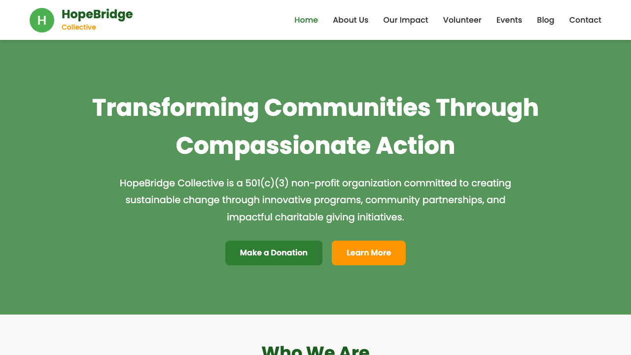 View Non Profit Charity page