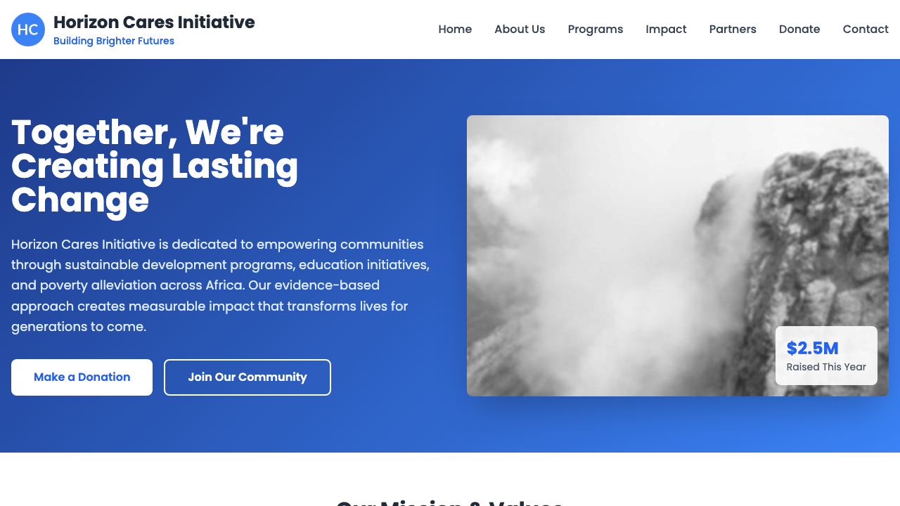 View Non Profit Charity page