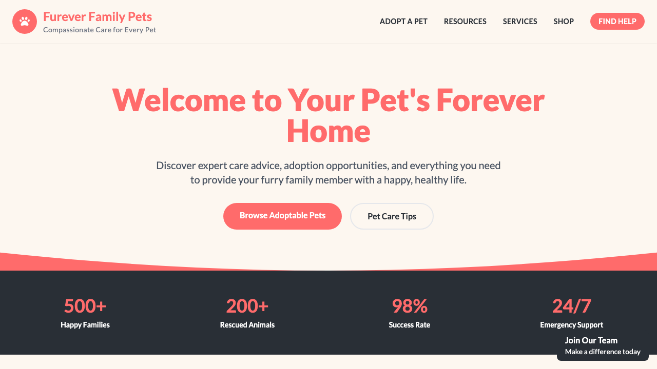 View Pets page