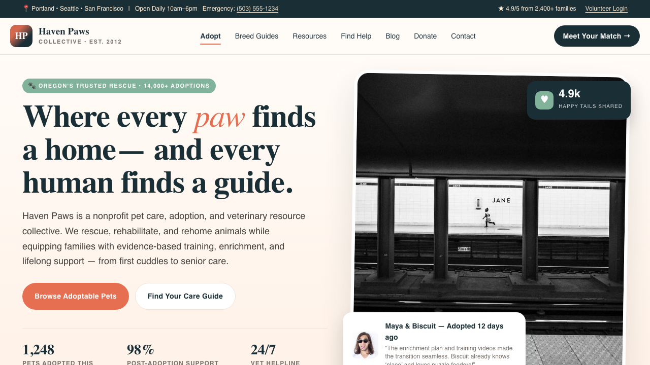 View Pets page