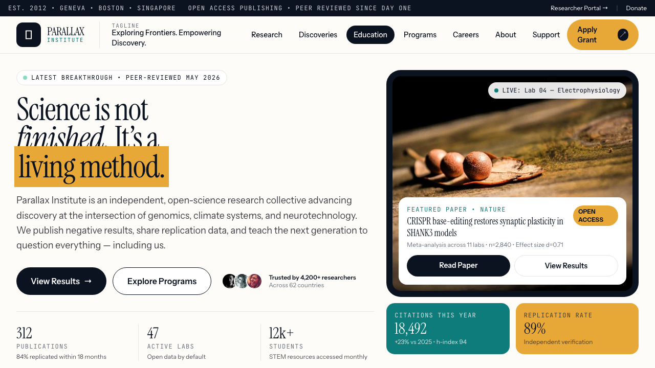 View Science page