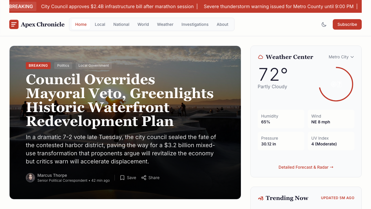 View News Weather Information page