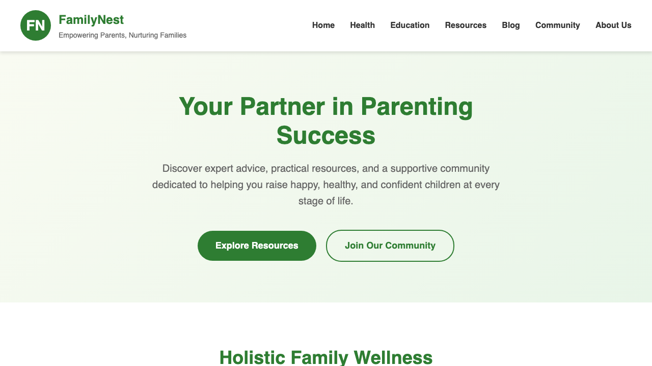 View Family and Parenting page