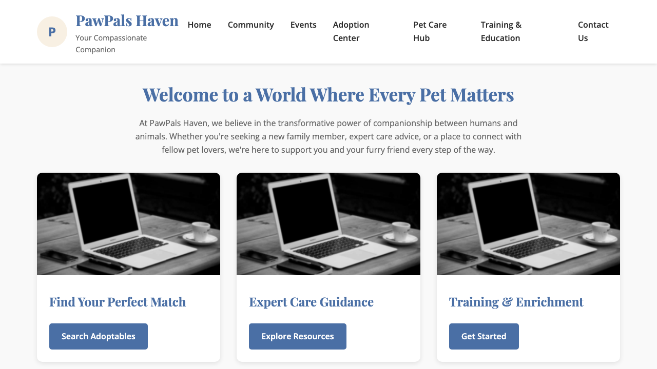 View Pets page