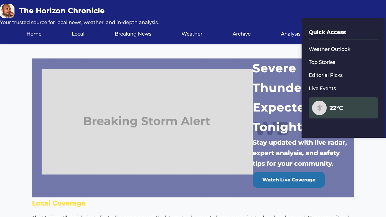 View News Weather Information page
