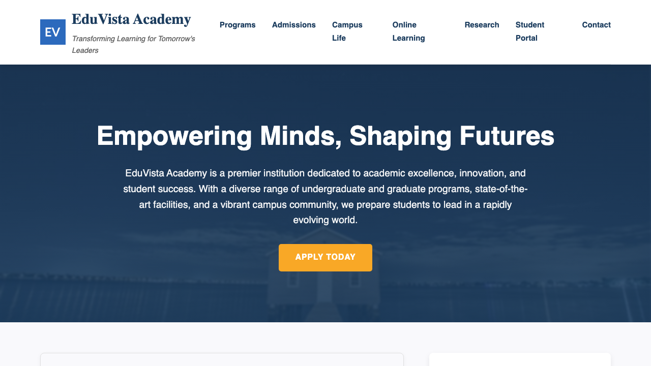 View Education page