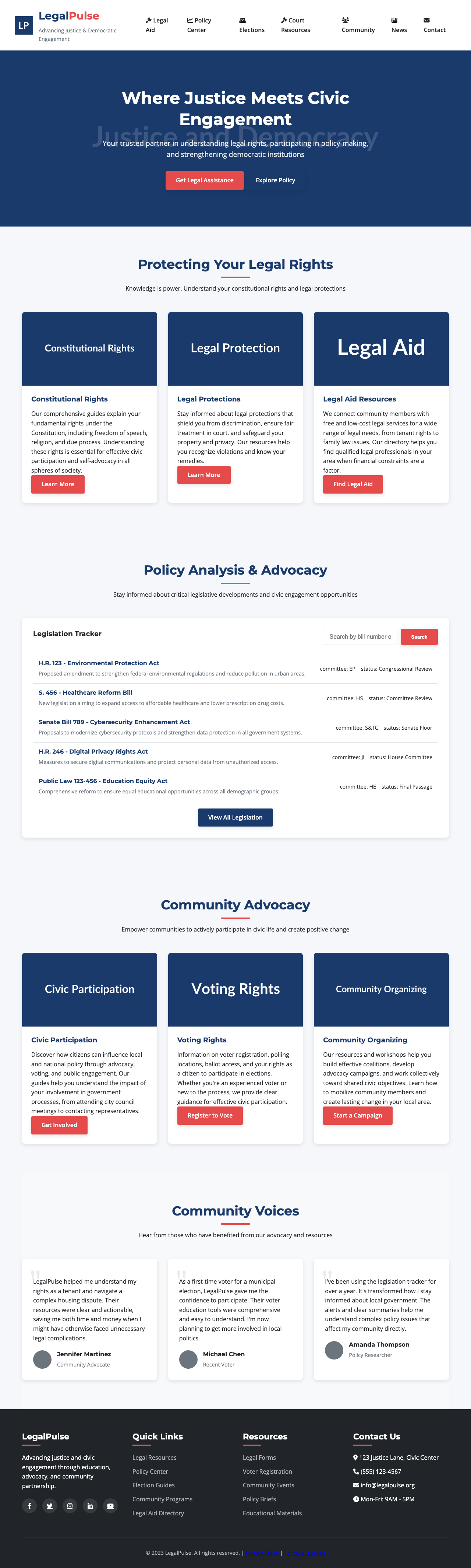 Law Government And Politics page with AIMAC score 8.5 (15 serious violations)