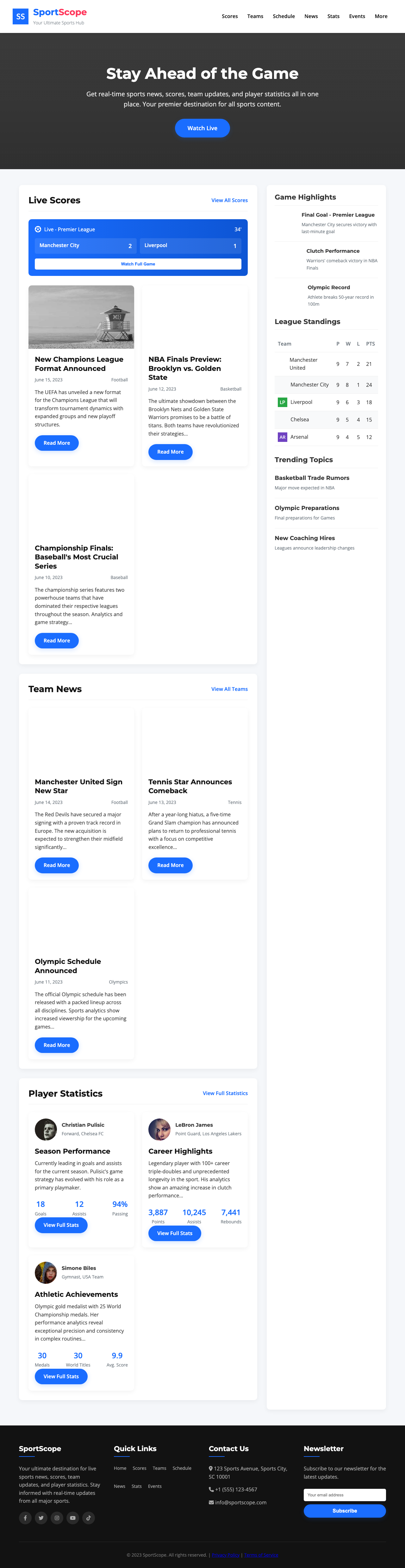 Sports page with AIMAC score 9.1 (23 serious violations)