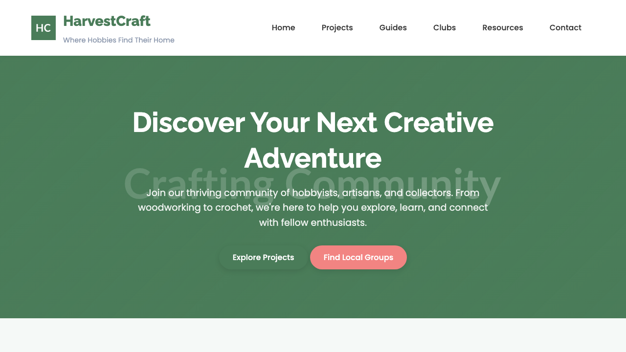 View Hobbies and Interests page