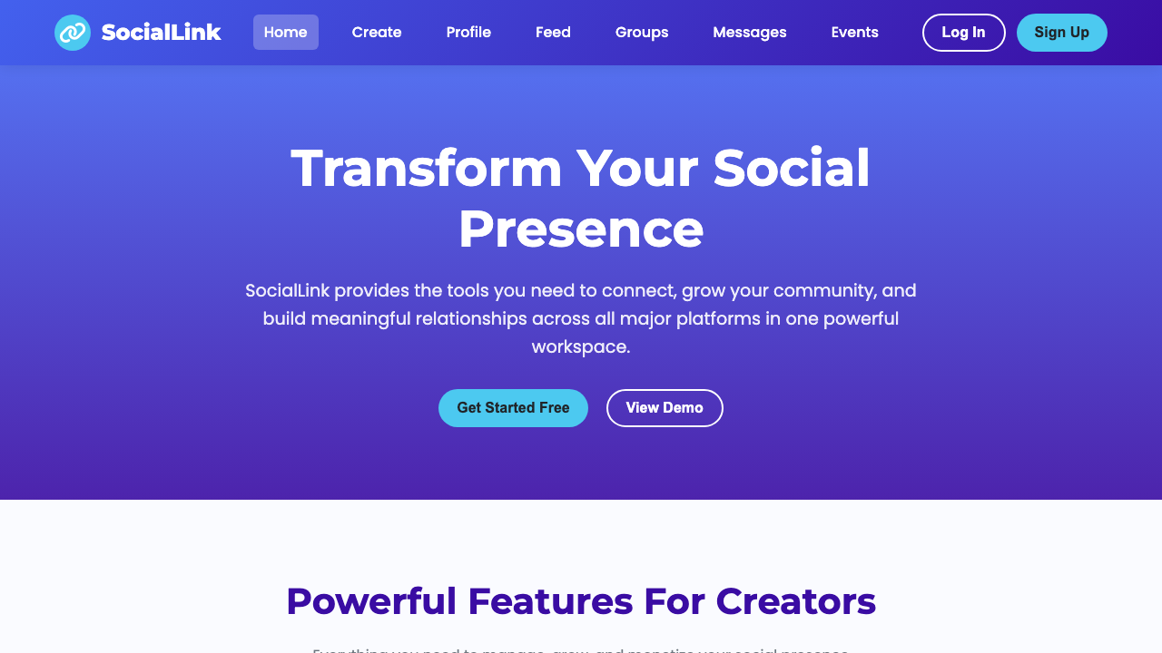 View Social Media page