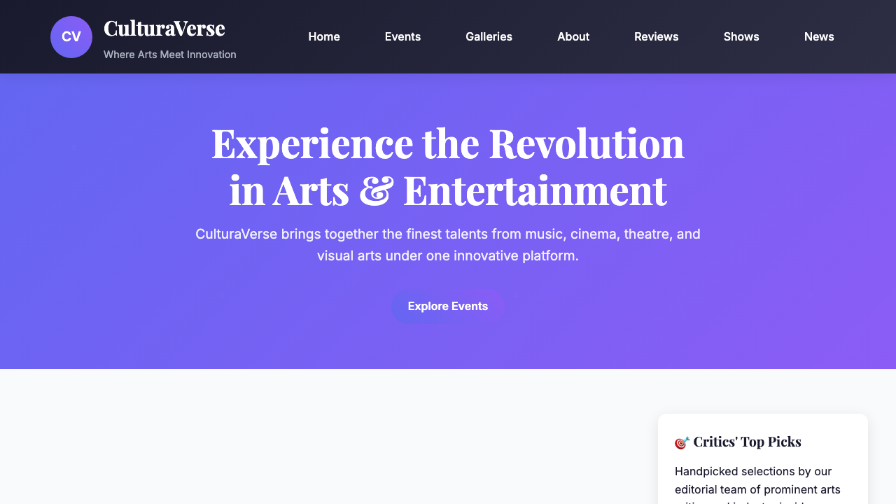 View Arts and Entertainment page