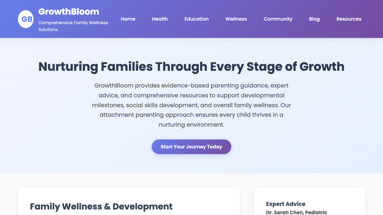 View Family and Parenting page