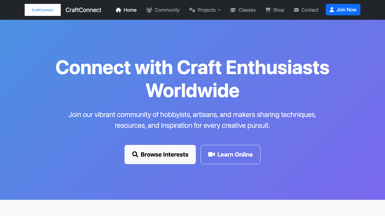 View Hobbies and Interests page