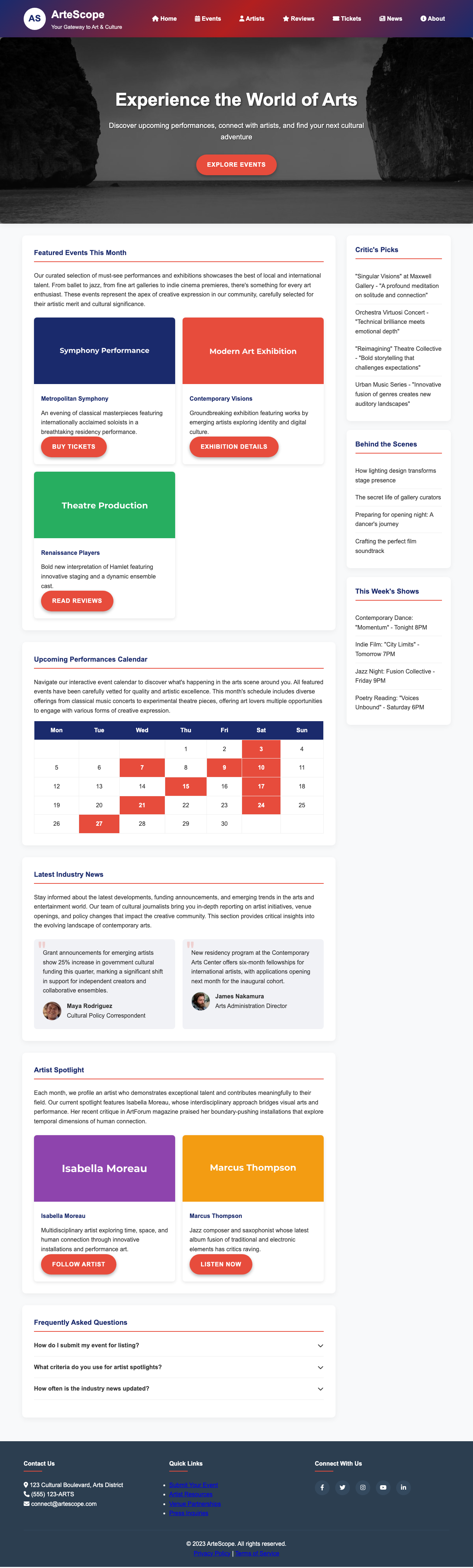 Arts And Entertainment page with AIMAC score 9 (22 serious violations)