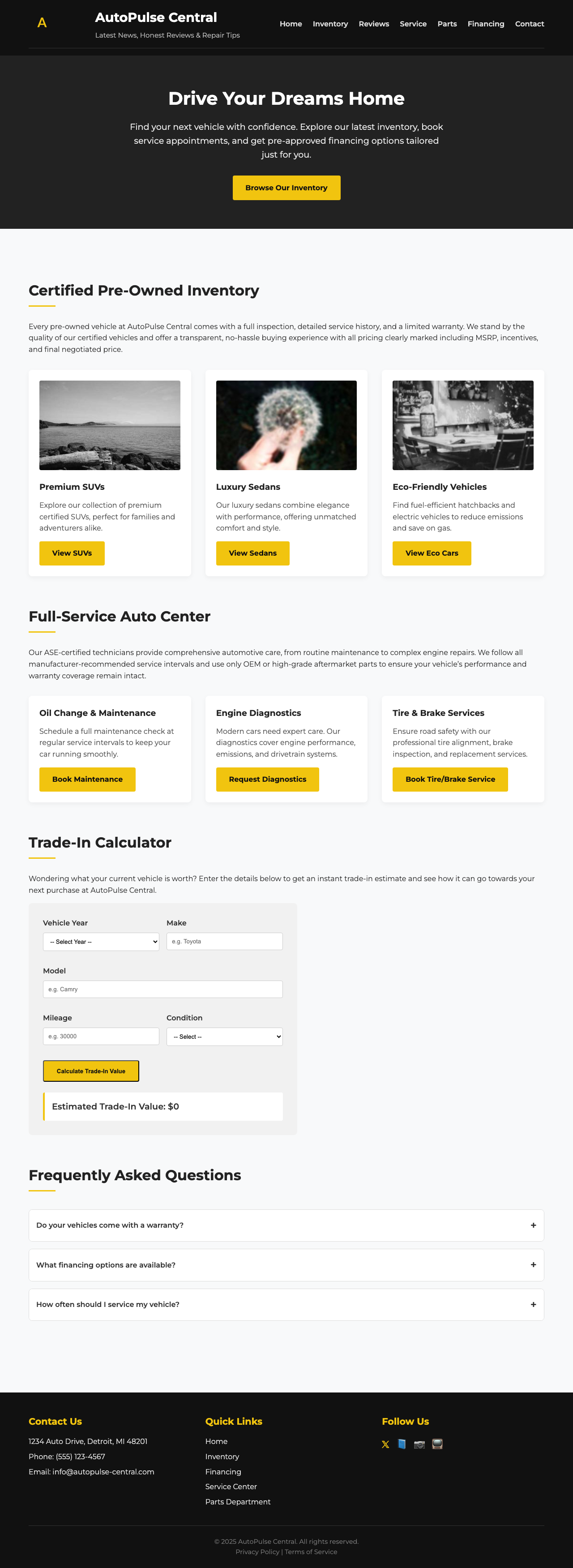 Automotive page with AIMAC score 3 (3 serious violations)