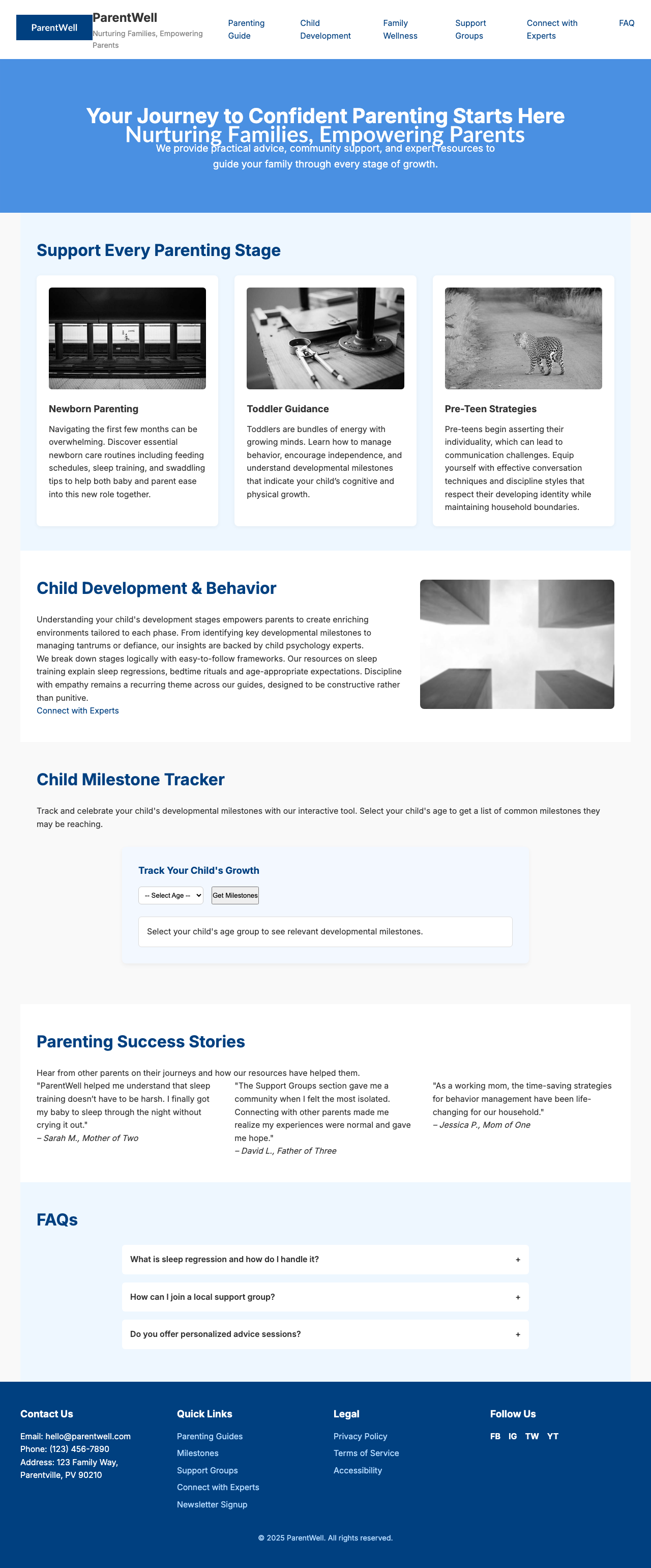 Family And Parenting page with AIMAC score 7 (1 critical and 1 serious violations)