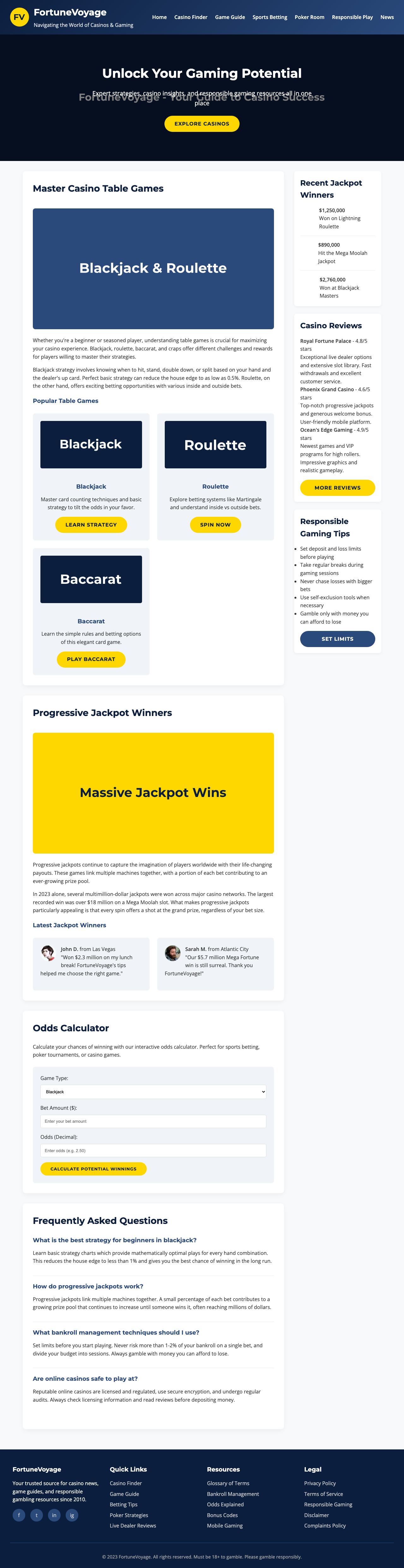 Gambling Casinos page with no accessibility violations