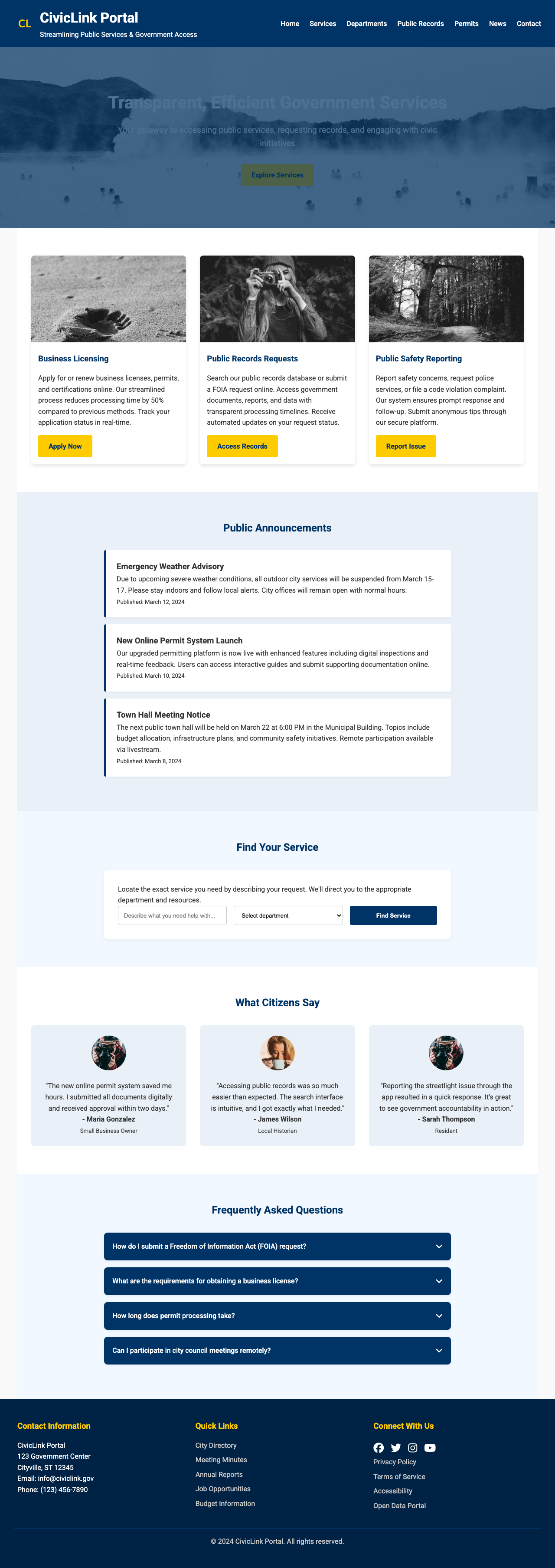 Government page with AIMAC score 9 (1 critical and 4 serious violations)
