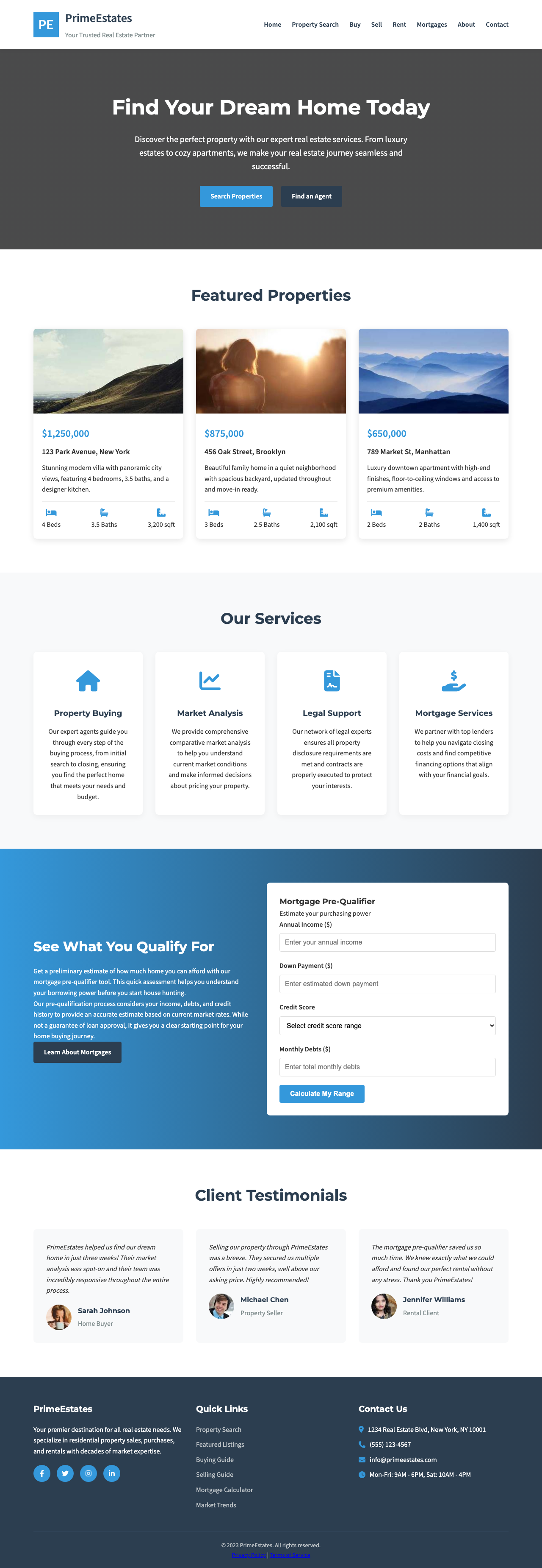 Real Estate page with AIMAC score 8 (12 serious violations)