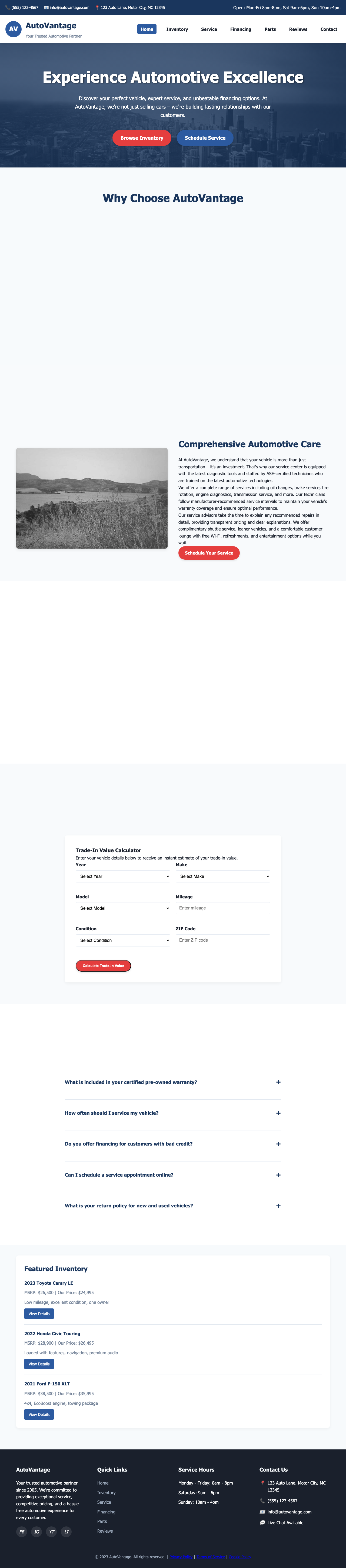 Automotive page with AIMAC score 4.4 (13 serious violations)
