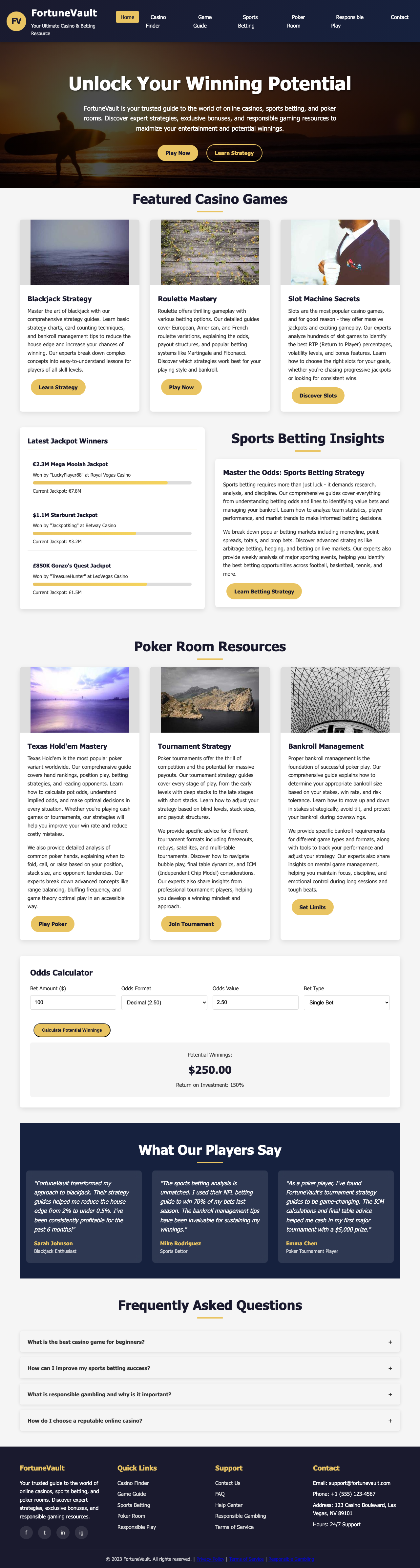 Gambling Casinos page with AIMAC score 3 (3 serious violations)