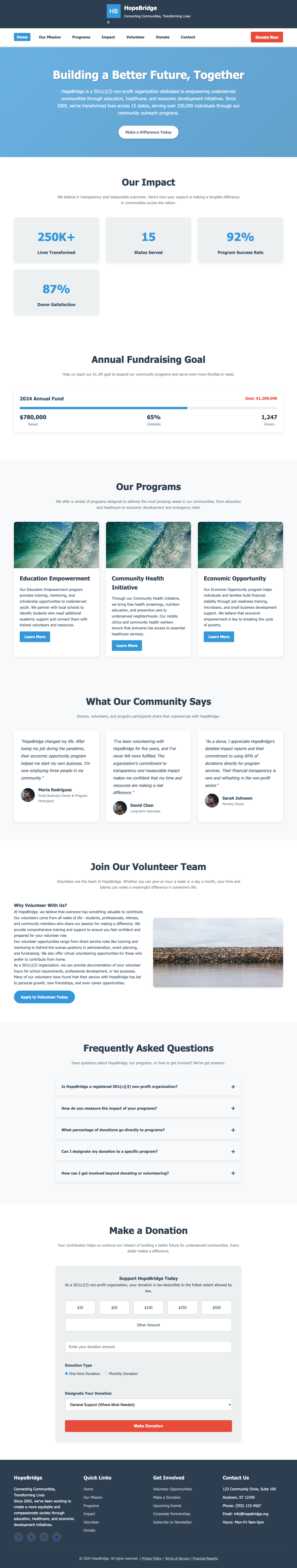 Non Profit Charity page with AIMAC score 10.1 (1 critical and 26 serious violations)