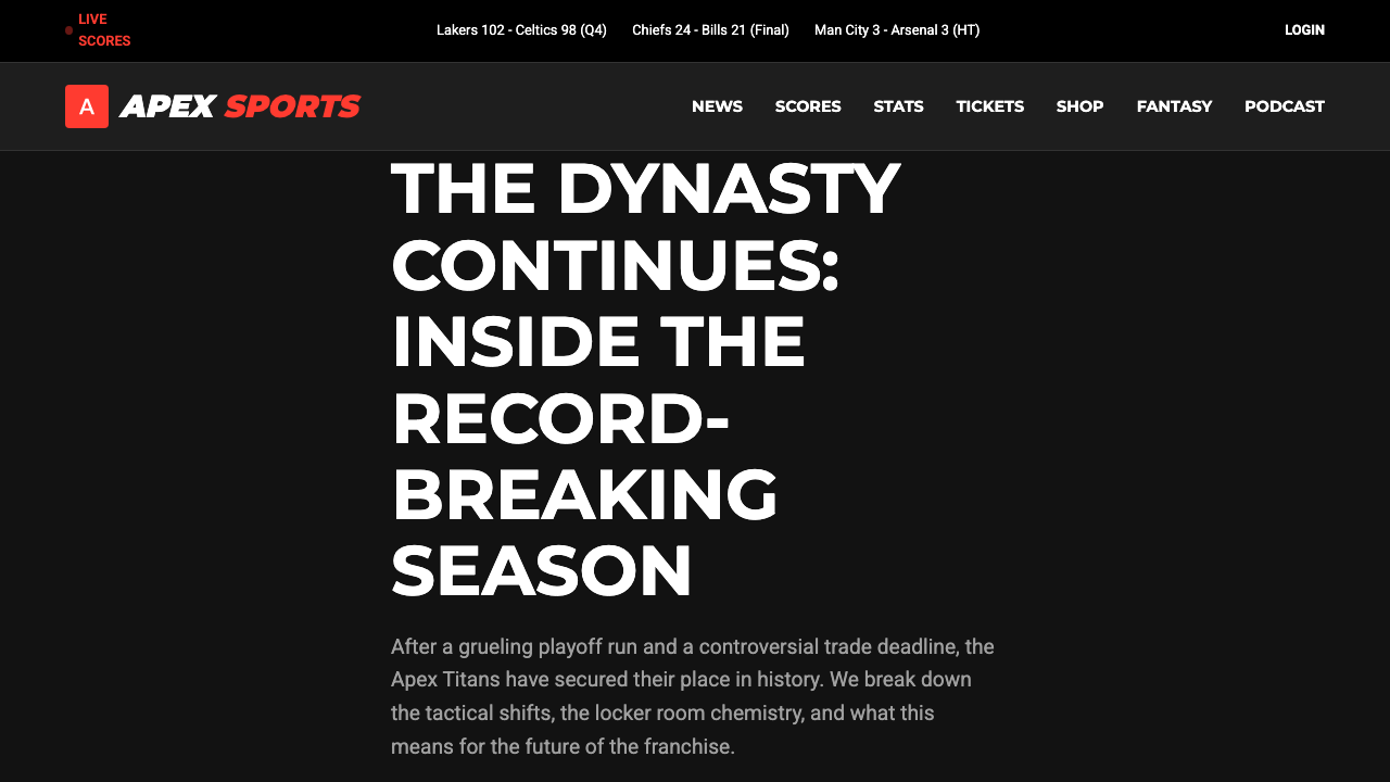 View Sports page