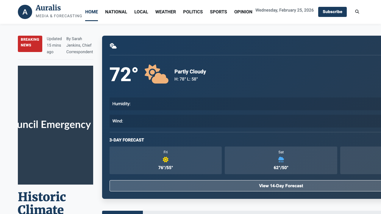 View News Weather Information page