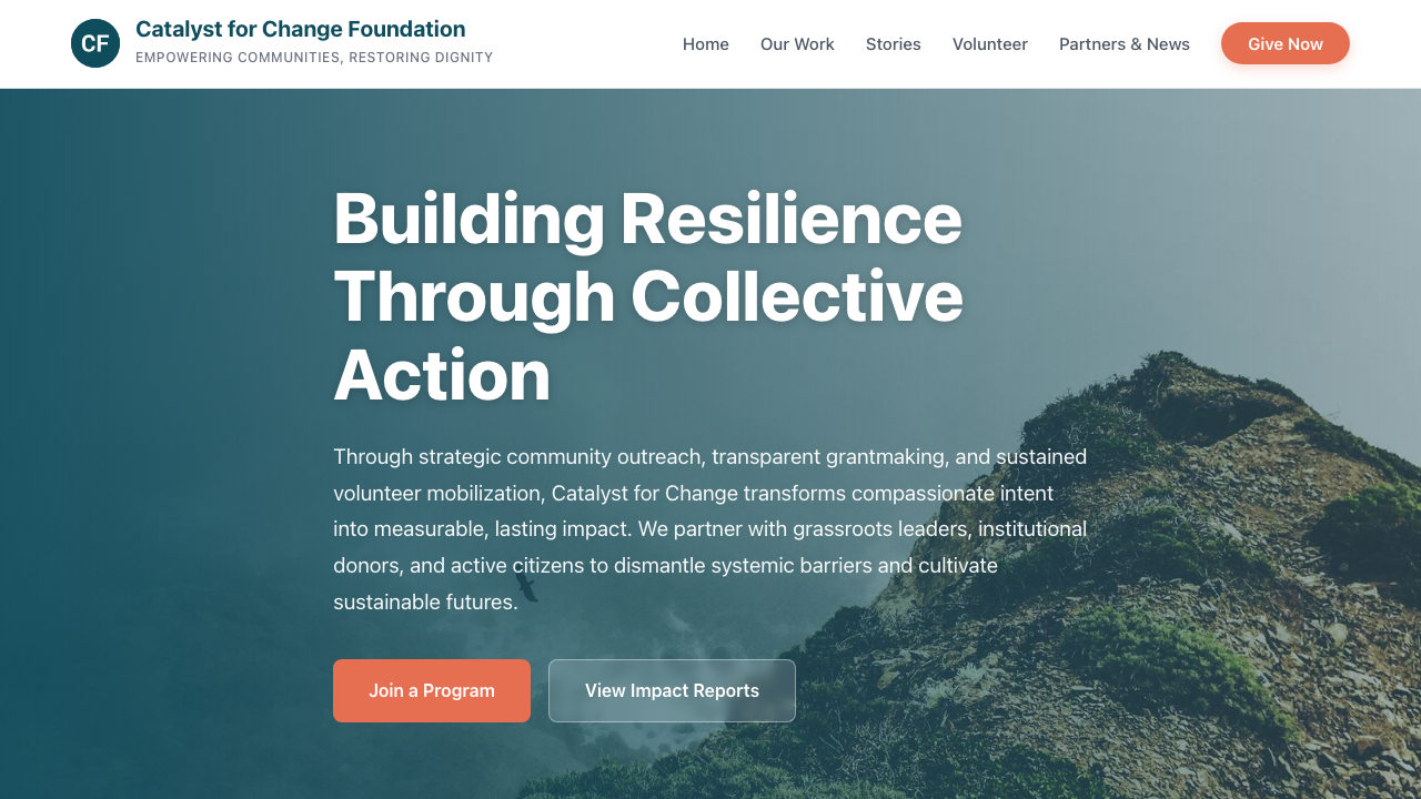 View Non Profit Charity page