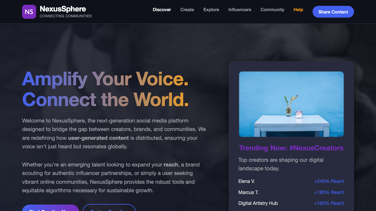 View Social Media page