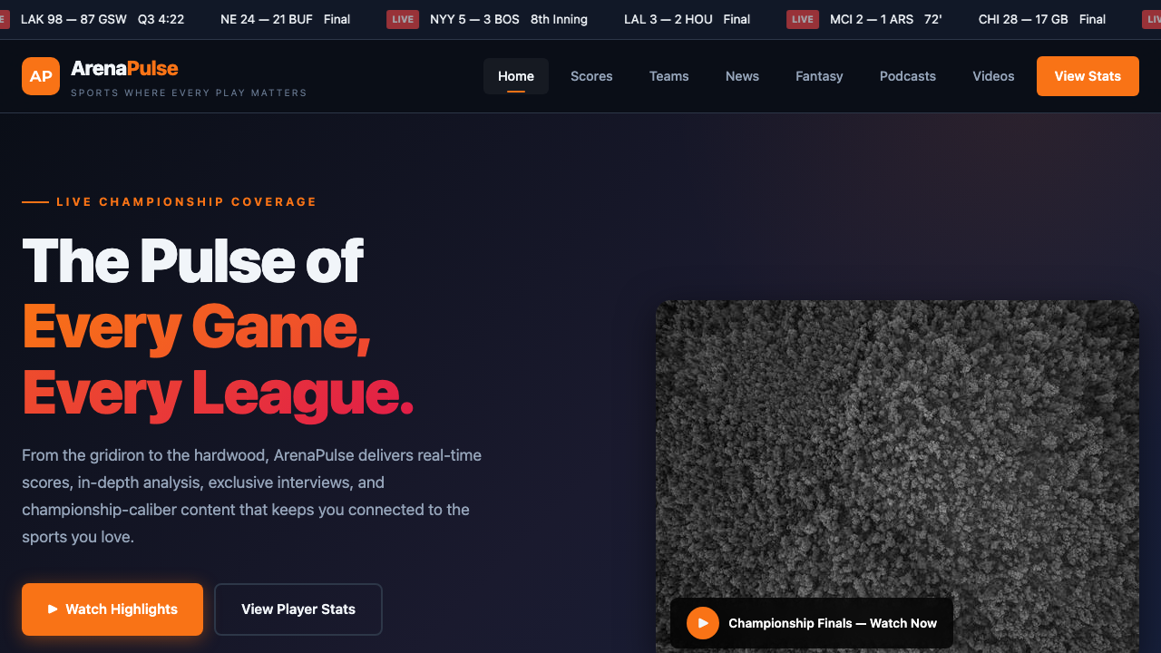 View Sports page
