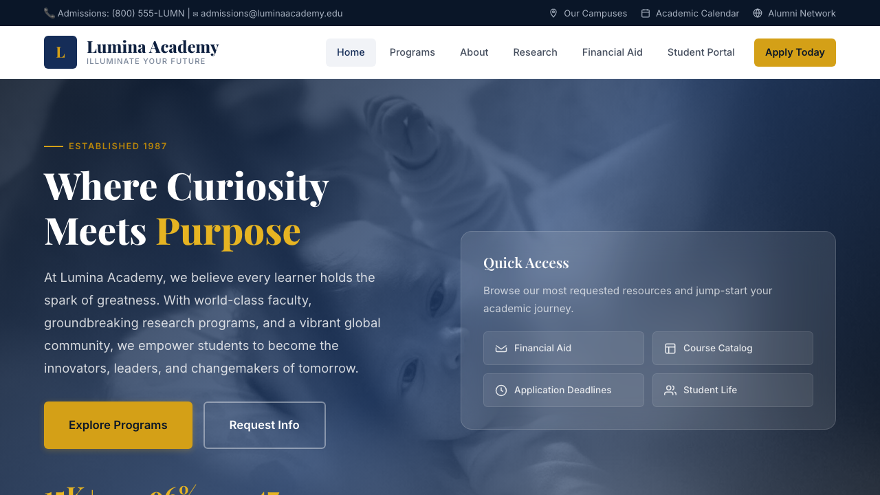 View Education page