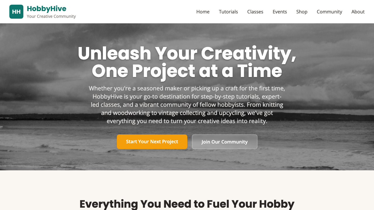 View Hobbies and Interests page