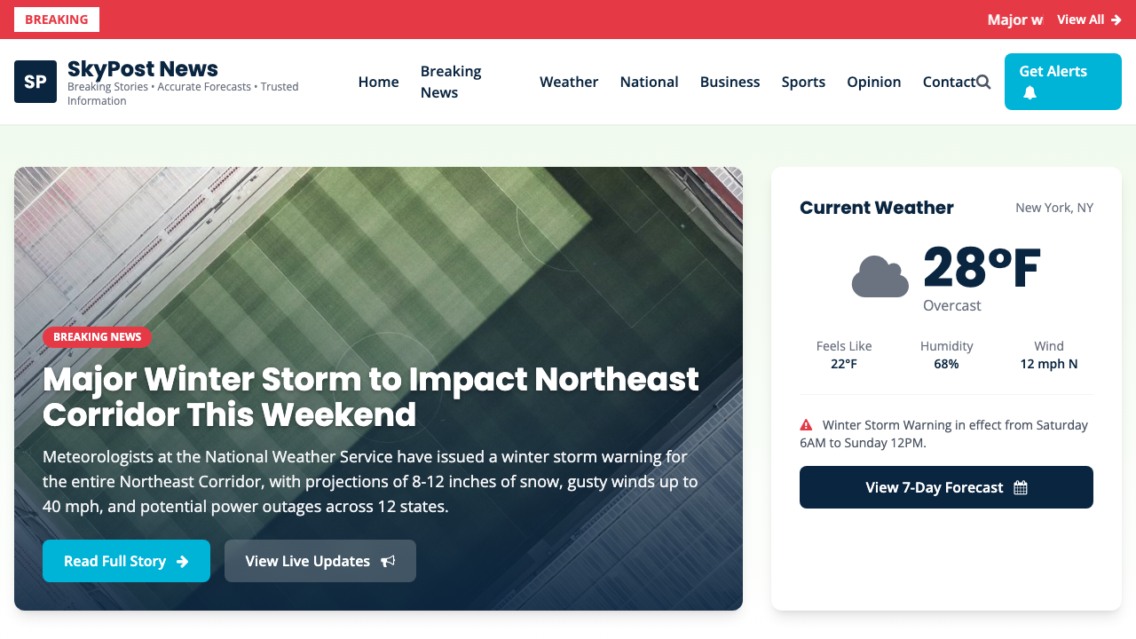 View News Weather Information page