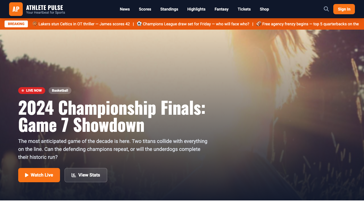 View Sports page