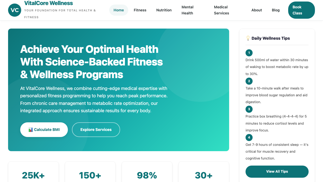View Health and Fitness page