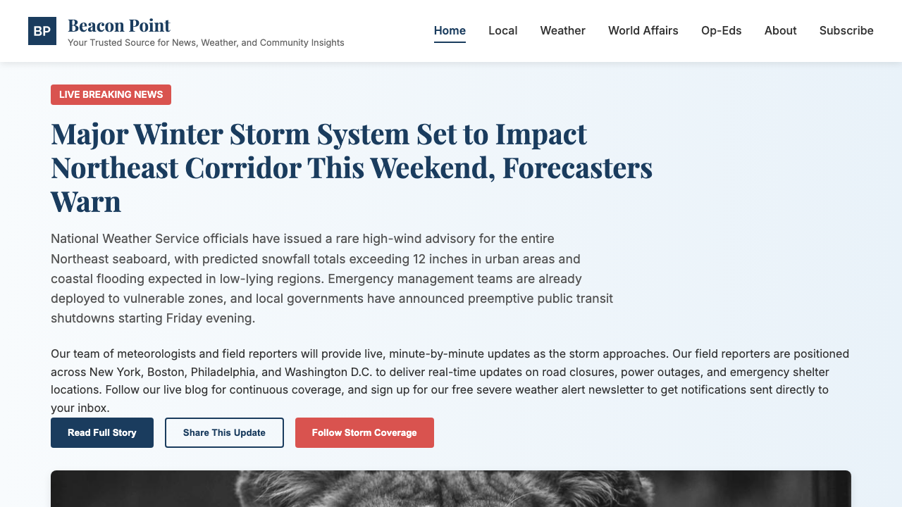 View News Weather Information page