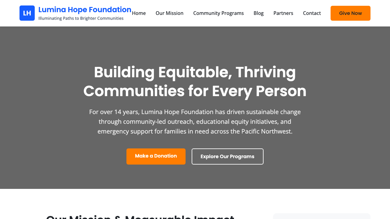 View Non Profit Charity page