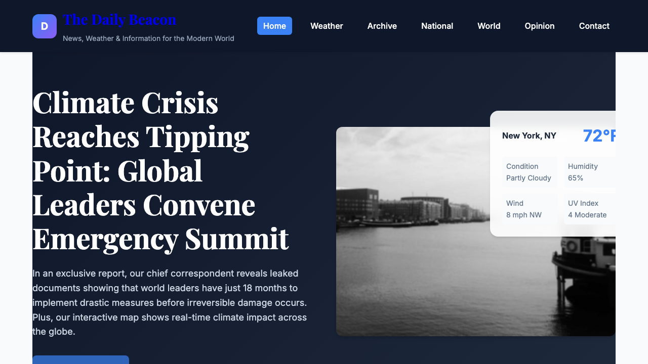 View News Weather Information page