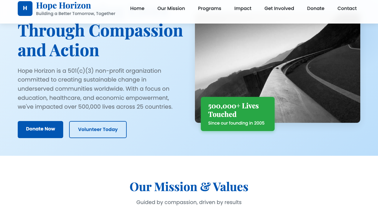 View Non Profit Charity page