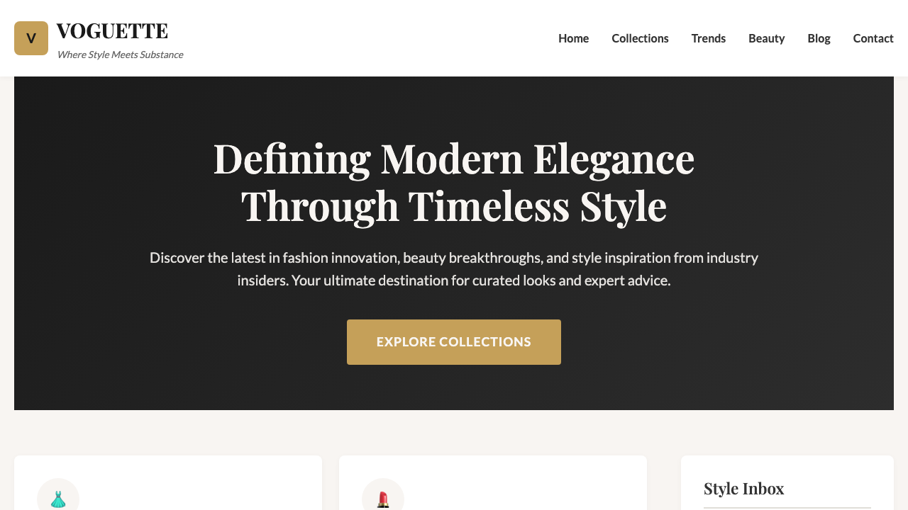 View Style and Fashion page