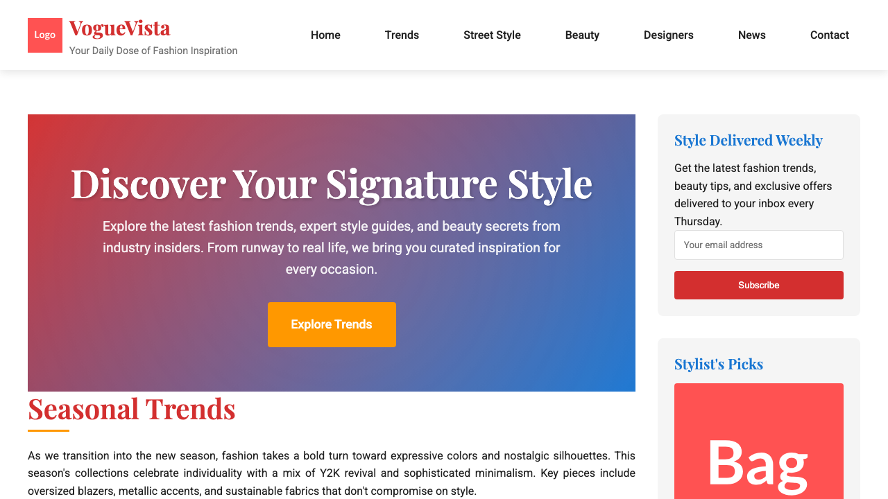 View Style and Fashion page